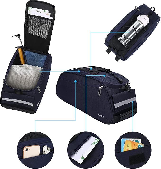 MOSISO Bike Rack Bag, Waterproof Bicycle Trunk Pannier Rear Seat Pouch Cycling Bike Carrier Backseat Storage Luggage Saddle Shoulder Bag-StrideForce Fitness