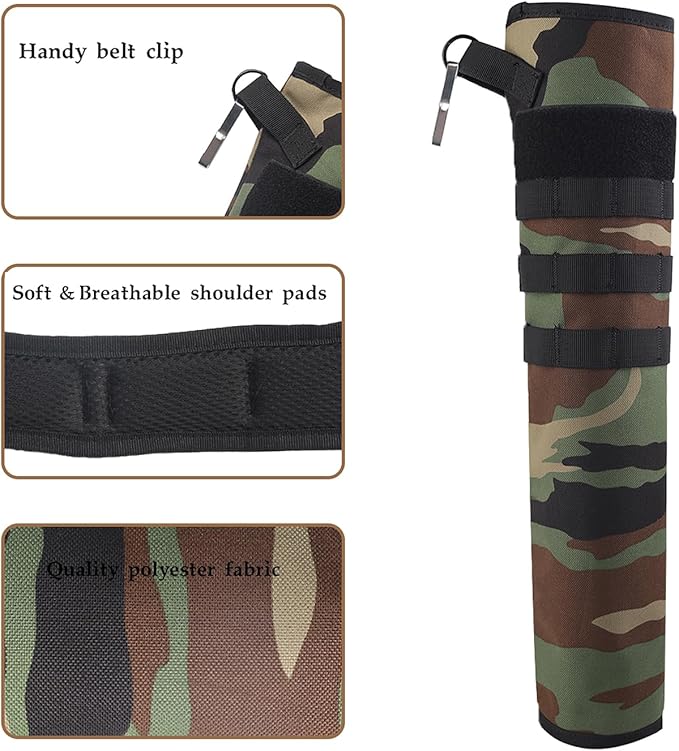 KRATARC Archery Lightweight Back Arrow Quiver Dual Use Foldable Compact Hip Arrows Bag with Molle System Hanged for Target Shooting-StrideForce Fitness