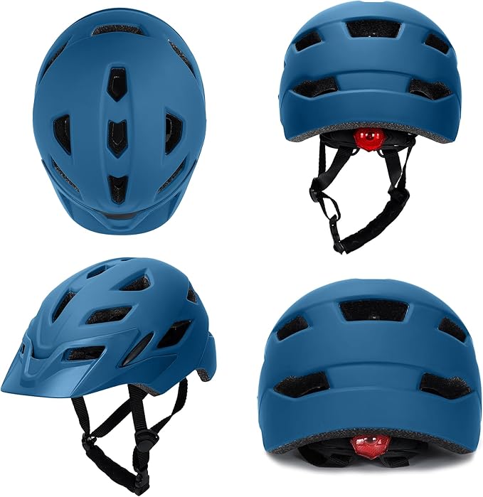 Kids Bike Helmet,Bavilk Kids Boys Girls Bike Helmets with LED Light Detachable Visor Children Youth Teen Multi-Sport for Skating Cycling Scooter Skateboard Adjustable & Lightweight 19.7"-22.4"-StrideForce Fitness