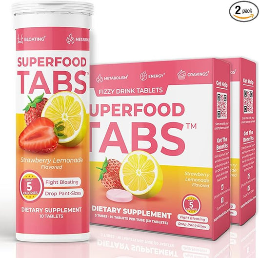 Superfoods Company Detox Cleanse Drink - Supplement for Women & Men - Support Healthy Weight, Digestive Health, Cravings & Bloating Relief - Strawberry Lemonade Flavor [60 Tablets]-StrideForce Fitness