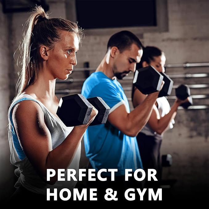 Yufer 6-10 Pair Iron and Rubber Coated Dumbbell Set 350/450 and 550 lbs 5-50 lbs Hand Free Weight for Strength Hex Rubber Weights with Vertical Storage Rack Fitness Home Gym Equipment-StrideForce Fitness