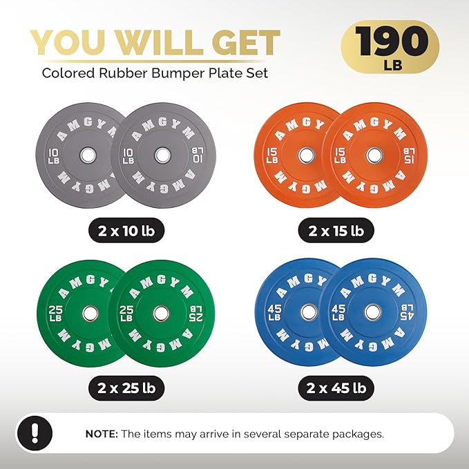 2 Inch Bumper Plates，10-500lbs，Barbell Rubber Olympic Weight Plates Set for Home Gym, Strength Training & Weight Lifting, Multiple Options Colors-StrideForce Fitness