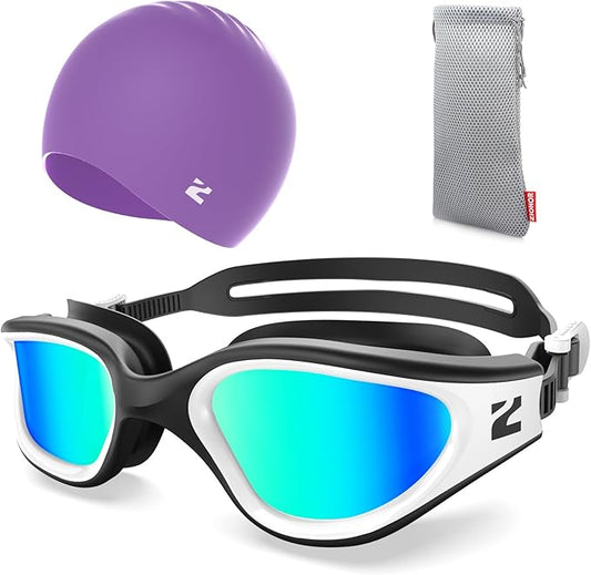 ZIONOR G1 Lite Swim Goggles with Swim Cap Comfortable Anti-fog Swimming Goggles Cap Set for Adult Men Women-StrideForce Fitness