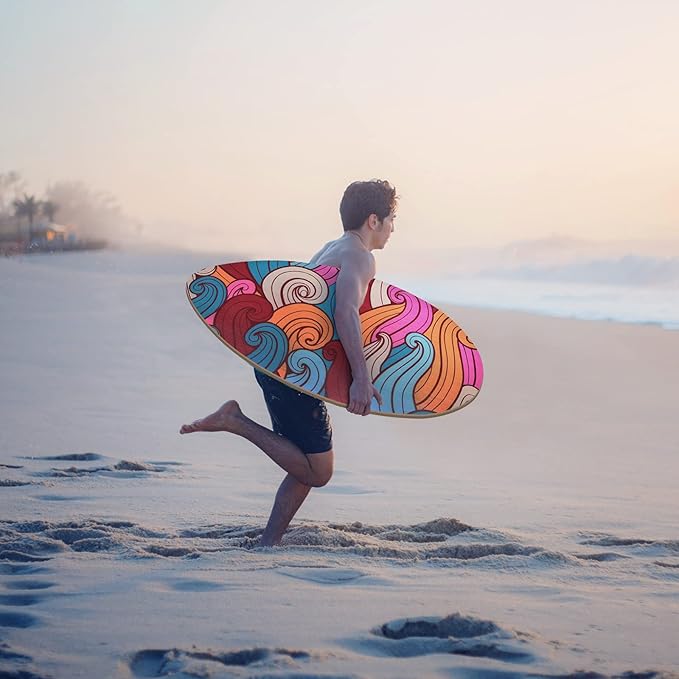 seething 35 Inch Skimboard with High Gloss Coat Wood Skim Board for Beginners,Kids, Teenagers, Adults and All Skimming-StrideForce Fitness