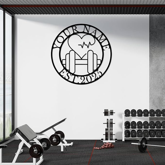 Customized Metal Gym Name Sign, Personalized Sports Room Wall Art,Metal Gym Sign,Unique Fitness Wall Sign, Gym Lovers Unique Gift, Gym Wall Art,Training Center Sign (Style-11)-StrideForce Fitness
