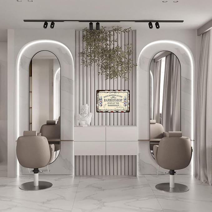 Barber Shop Decor Accessories - Vintage Barbershop Metal Tin Signs Haircut Wall Art Posters Gifts for Men Decorations - What Happens At The Barbershop Stays At The Barbershop Sign 8x12 Inch-StrideForce Fitness