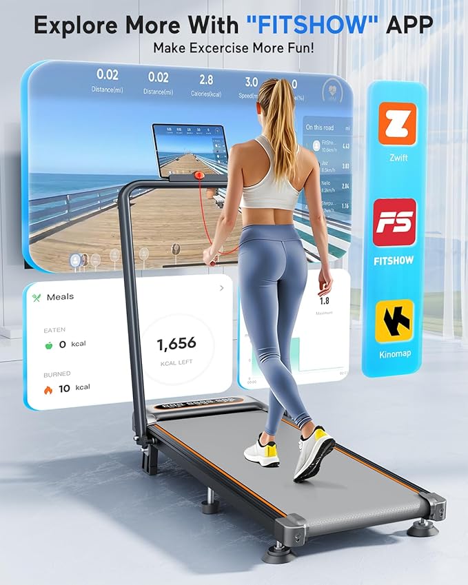Foldable Treadmill with 10% Incline Upgrade 3.5HP Low Noise Walking Pad Treadmill with Handle Bar Rayspace 4 in 1 Portable Under Desk Treadmills for Home/Office, 350Lbs Capacity, APP & Remote Control-StrideForce Fitness