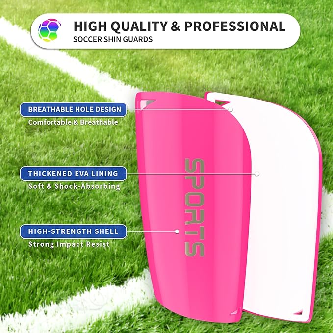 Kids Youth Soccer Shin Guards with Sleeves, Slip in Shinguards Soccer Shin Pads for 3-15 Years Old Boys Girls Child Teens-StrideForce Fitness