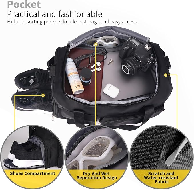 FIORETTO Women's Gym Duffle Bag with Shoes Compartment, 37L Capacity, Ideal for Travel, Gym, Sports, Duffel, Weekender-StrideForce Fitness