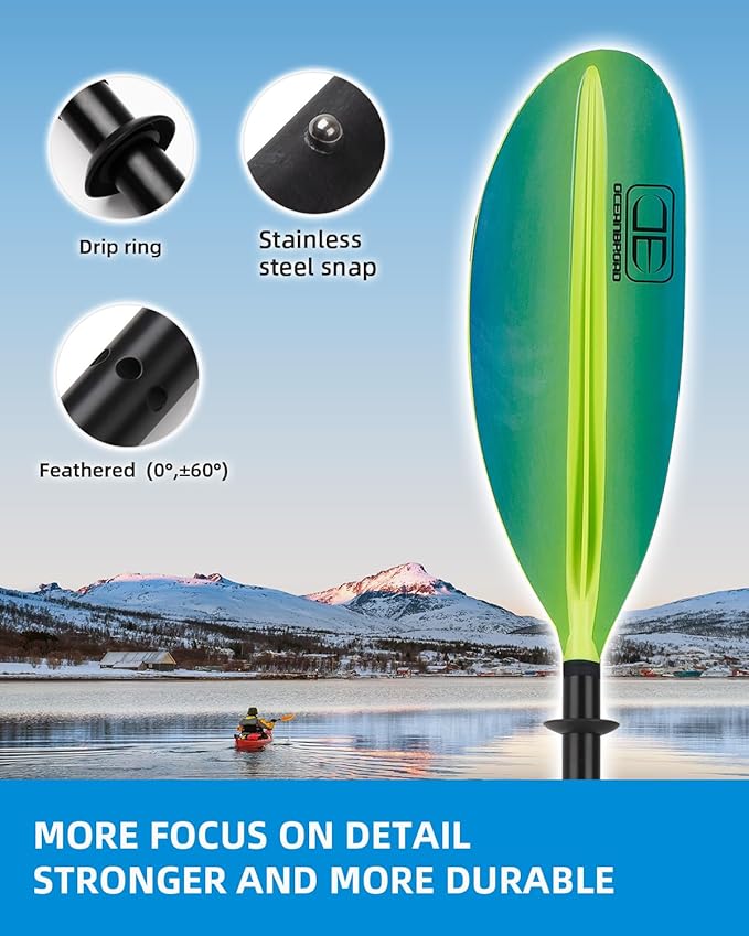 OCEANBROAD Kayak Paddle 86in/218cm, 90.5in/230cm, 95in/241cm Alloy Shaft Kayaking Boating Canoeing Oar with Paddle Leash-StrideForce Fitness