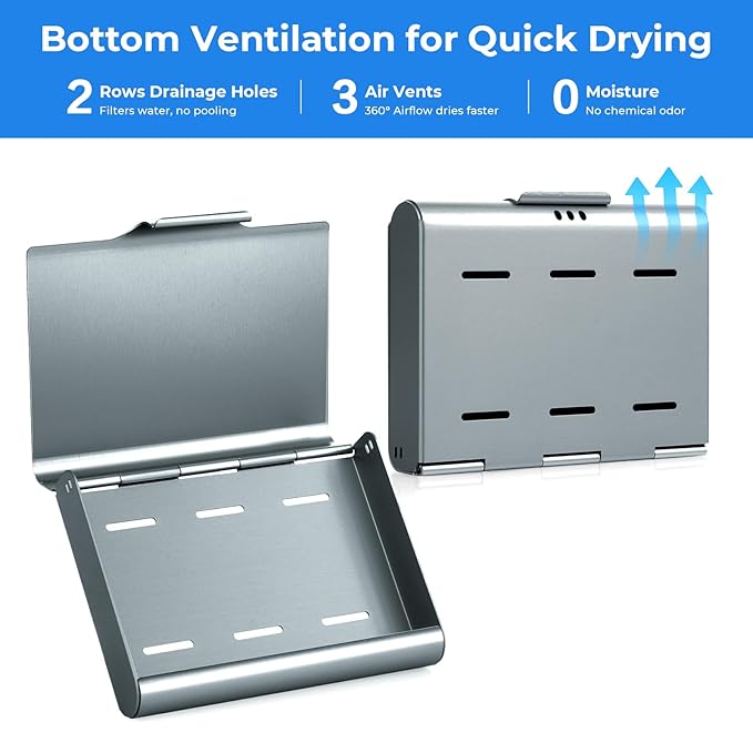 Aluminum Retainer Case for Invisalign Aligners, Partial Mouth Guard Case Denture Retainer Container Case Holder with Vent Holes, Slim Orthodontic Aligner Case for Traveling-1 Pack Gray Blue