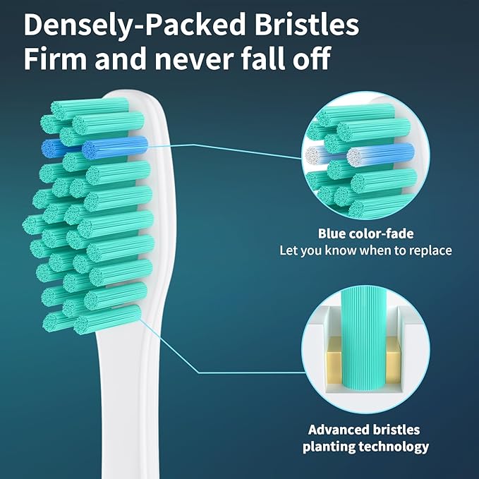 Replacement Heads for Philips Sonicare, Toothbrush Replacement Head Compatible with Phillips Sonicare E-Series Screw-on Handles for Essence, Advance, Elite, CleanCare, Extreme, 6 Pack