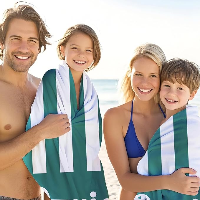 JML Personalized Beach Towel with Name, Custom Cabana Stripe Beach Towel, Customized Microfiber Pool Towel, Quick Dry & Absorbent Swim Towel for Adult,Mother's Day, Birthday, Summer Holiday,Vacation-StrideForce Fitness
