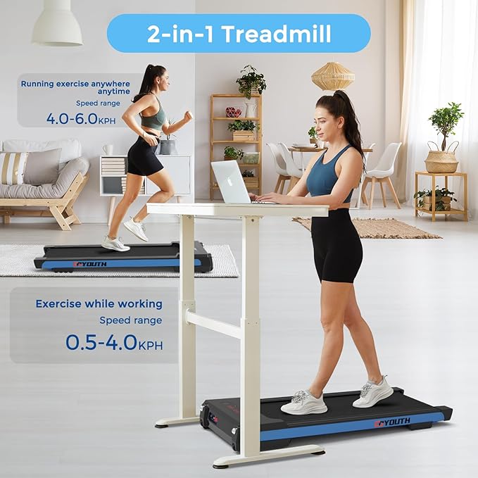GOYOUTH Walking Pad Treadmill, Under Desk Treadmill for Home Office, Wide Belt Compact Treadmills 300 lbs Capacity, 2.25HP Shock-Absorbing Walking Jogging Running Machine Remote Included-StrideForce Fitness