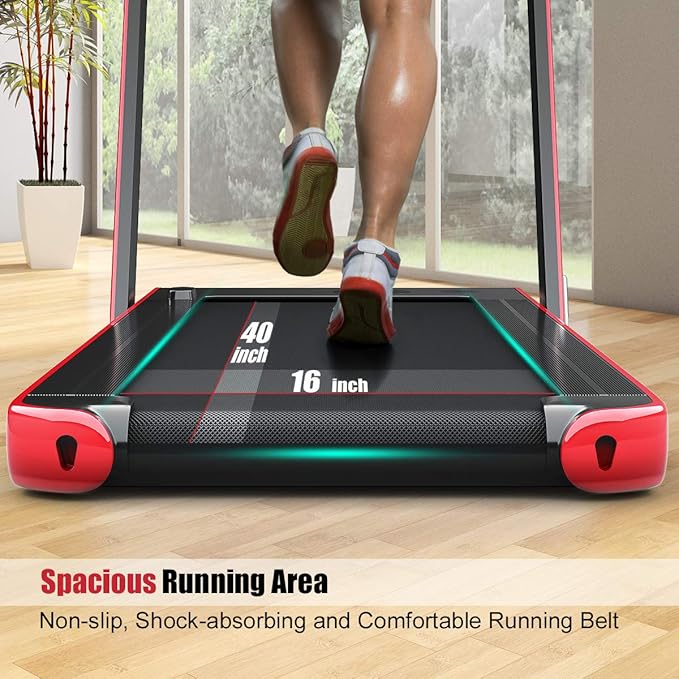 GYMAX Walking Pad, 2.25HP Dual Display Foldable Treadmill for Home with Remote/Smart App Control, Portable Compact Treadmill for Office Under Desk, Folding Running Machine for Small Spaces-StrideForce Fitness