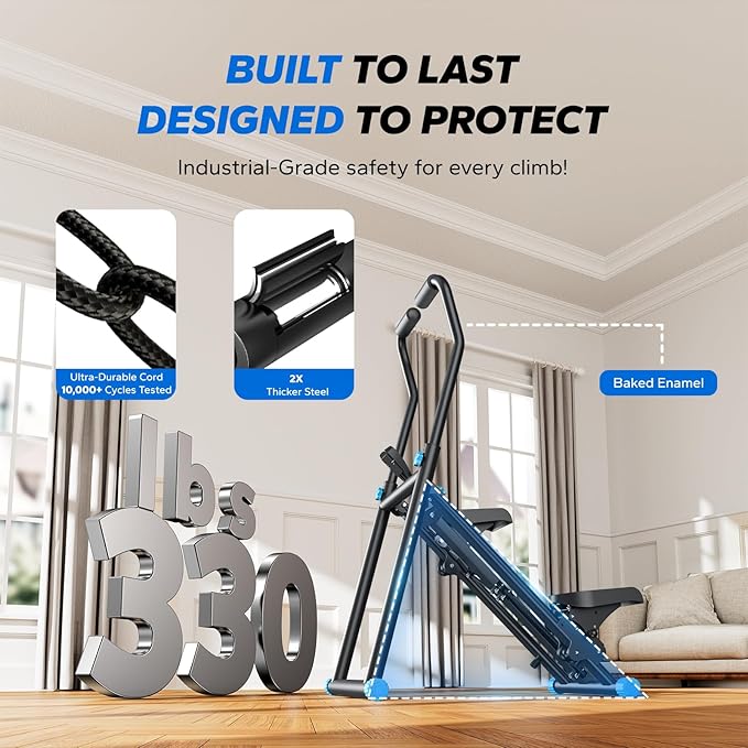 MERACH Stair Stepper for Home Gym Exercise, New Version Stairmaster for Full-Body Workout, Compact Folding Stair Climber with Extended Step Range, Adjustable Handlebar/Pedal-StrideForce Fitness