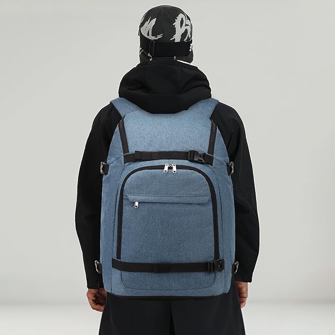 JIANYA Ski Boot Bag, 50L Waterproof Travel Backpack for Snowboard, Ski Helmet, Goggles, Gloves & Accessories, Blue-StrideForce Fitness