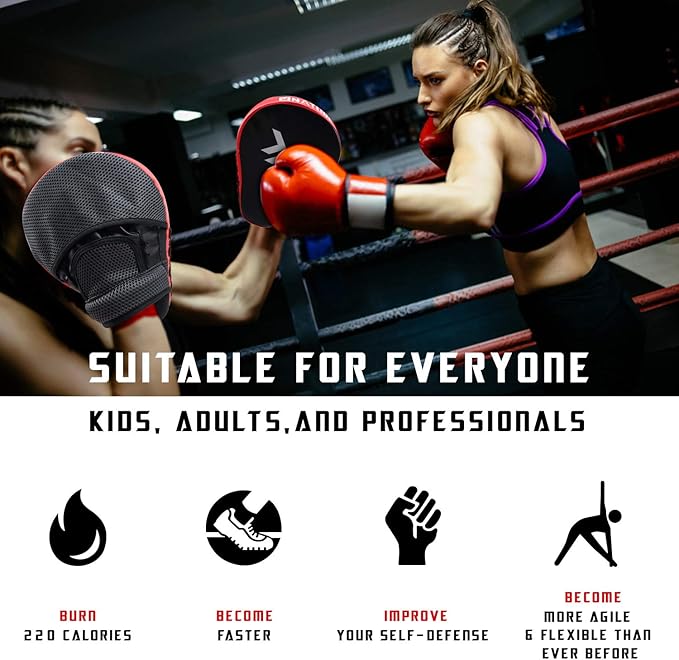 Boxing and MMA Punching Mitts - Hook & Jab Pads, Focus Punch Mitts, Target Focus Pads, and Kick Shield for Muay Thai Training-StrideForce Fitness