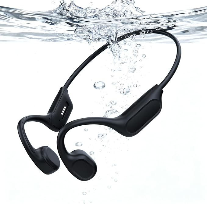 Swimming Headphones-Bone Conduction Headphones Bluetooth V6.0 Open Ear Sports Headset, IP68 Waterproof Built-in MP3 Player 32G Memory, for Running, Cycling (Black)-StrideForce Fitness