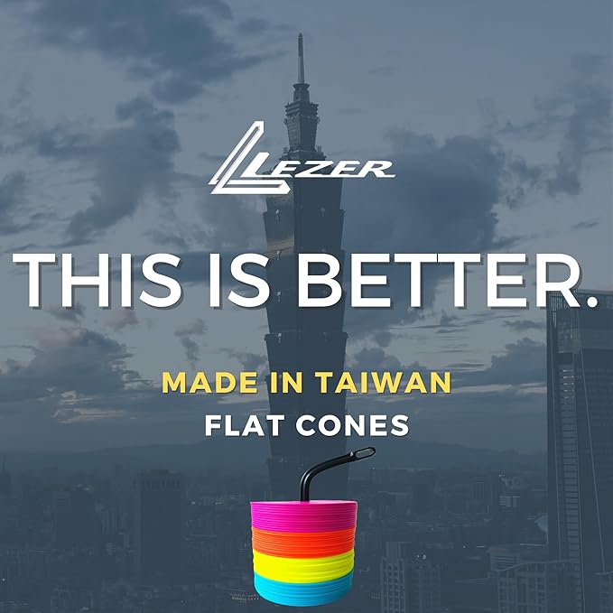 LEZER 6 Inch 8 Inch Flat Cones, Spot Markers, Soccer Cones, Field Court Markers, Sit Spots, Flat Discs, Soccer Training Equipment, Agility Practice, Football, Made in Taiwan-StrideForce Fitness