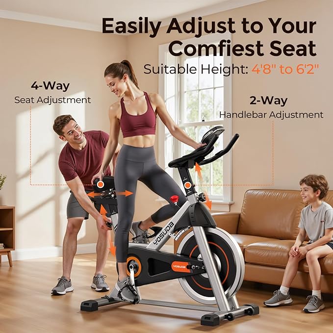 YOSUDA Exercise Bike, Brake Pad Stationary Bike for Home with Exclusive App, Magnetic Indoor Cycling Bike with 300 lb Weight Capacity, Low Noise, Tablet Holder and Fitness Courses for Weight Loss-StrideForce Fitness