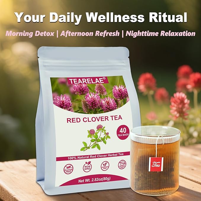 TEARELAE - Red Clover Tea Bags, 40 Count - Premium Natural Red Clover Herb - Caffeine-free Herbal Tea - Non-GMO - Support Skin Health-StrideForce Fitness