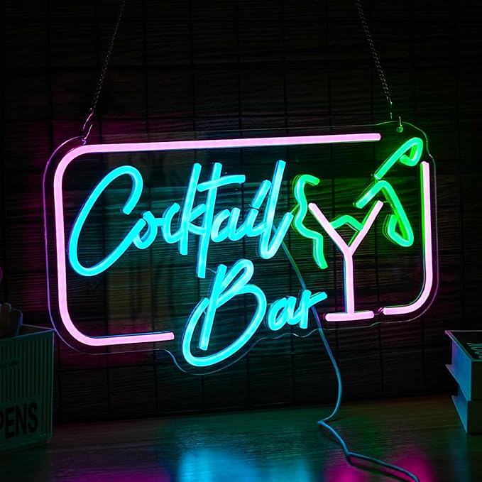 Cocktail Bar Neon Sign for Wall Decor Led Women Sign USB Goblet light up sign Dimmable Cocktail neon Light for Bar Club Pub Store Home Decor-StrideForce Fitness