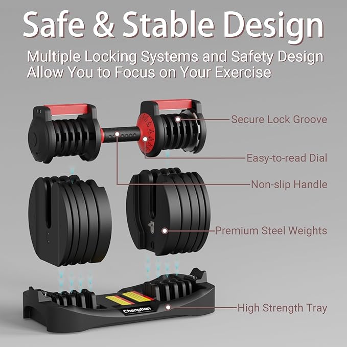 Adjustable Dumbbells 25/52.5 lbs, 9/15 in - Adjustable Weight Dumbbell Set for Full Body Exercise Training Fitness Workout in Home Gym-StrideForce Fitness