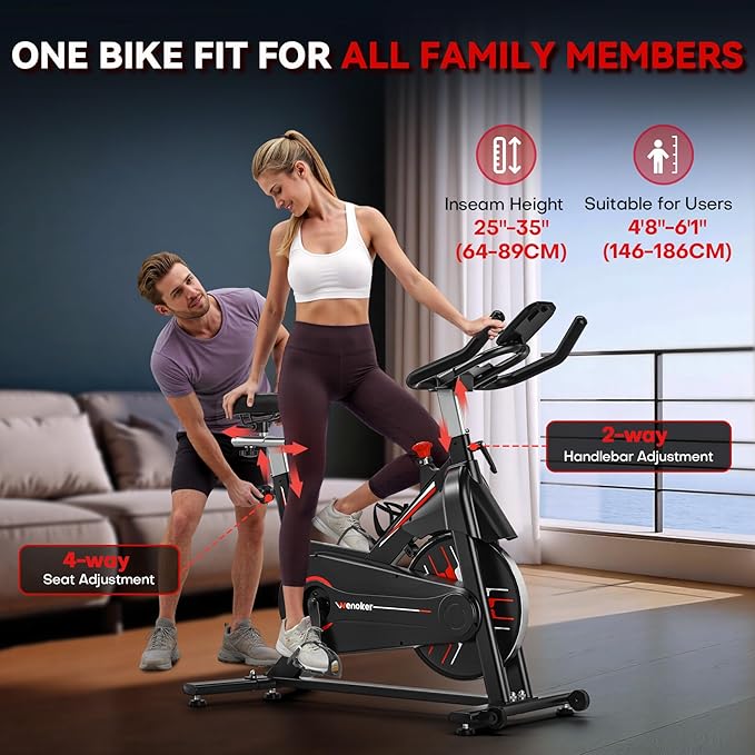Exercise Bike, WENOKER Magnetic Resistance Stationary Bike for Home, App Supported Indoor Bike with Whisper Quiet, Heavy Flywheel and Upgraded Digital Display-StrideForce Fitness
