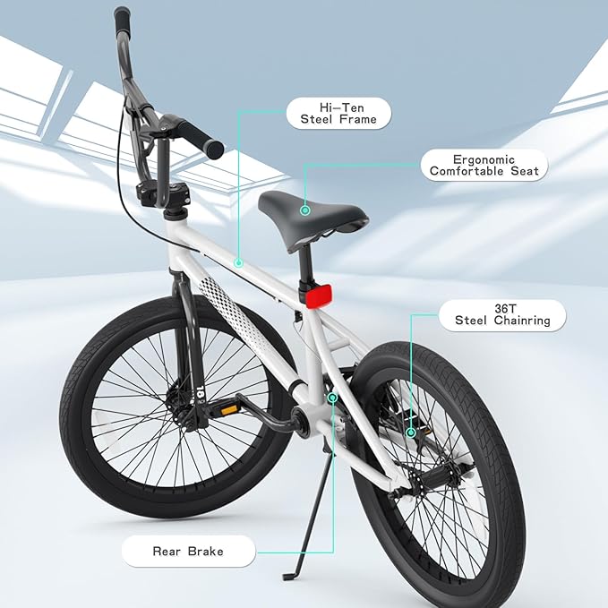 67i Boys BMX Bike 18/20 Inch Ages 8-12 Kids Bicycle with Front Rear U Brake Adjustable Seat Iron Fork 2.09" Wide Tires-StrideForce Fitness