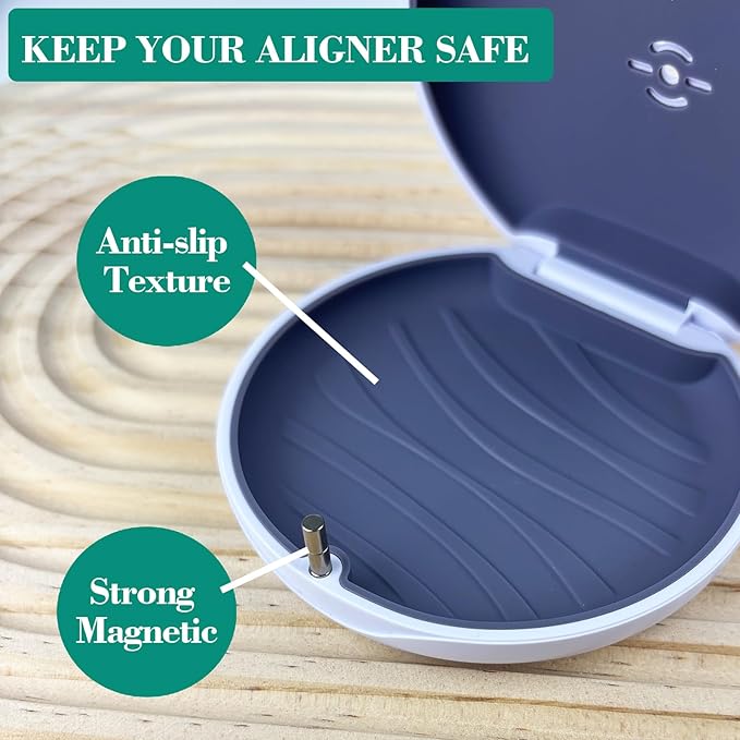 2 Pack Retainer Case,Aligner Case with Vent Holes, Compatible with Invisalign, Mouth Guard Cases，Portable Slim Travel Cute Orthodontic Retainer Cases (White Gray)