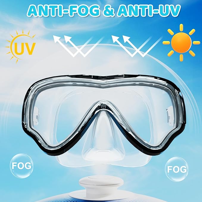 Kids Swim Goggles with Nose Cover, Snorkel Diving Mask Anti-Fog Anti-UV, Snorkeling Gear Swimming Goggles for Kids 3-14 2PCS-StrideForce Fitness
