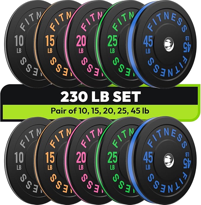 Rubber Weight Plates, Olympic Bumper Plate Set 2-Inch, 45/100 / 160/190 / 260/300 lb Barbell Weights for Home Gym, Colored Standard Strength Training Plates for Weightlifting-StrideForce Fitness