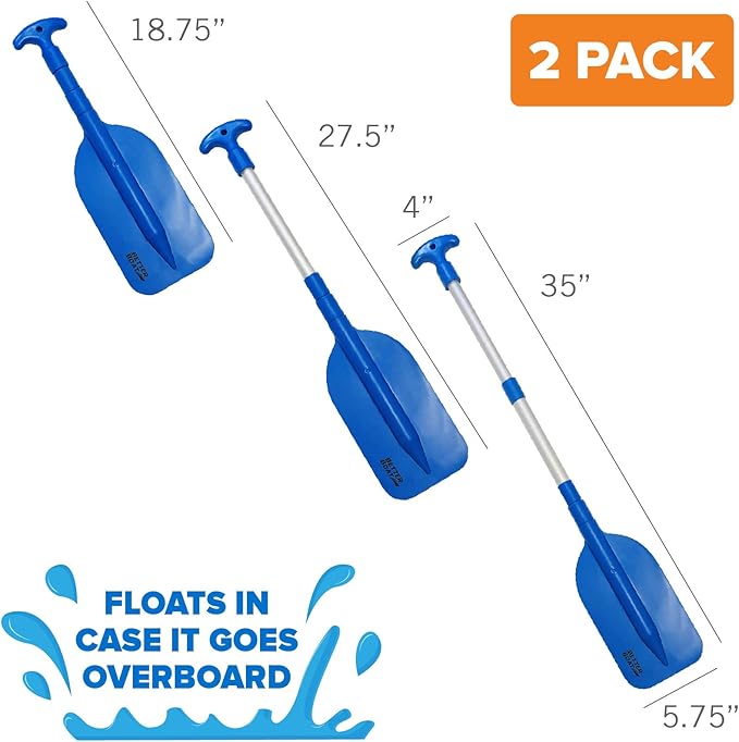 Boat Paddle Telescoping Plastic Collapsible Oar, Kayak, Jet Ski, Rafting, Mini Canoe Paddles, Tubing Floats, Rowing Safety Accessories for Kids and Adults-StrideForce Fitness