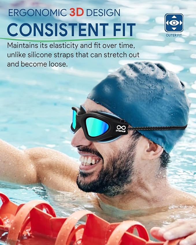 Swim Goggles, Polarized Adult Swimming Goggles Bungee Strap No Hair Pulling Anti-fog Pool Goggles for Men Women-StrideForce Fitness