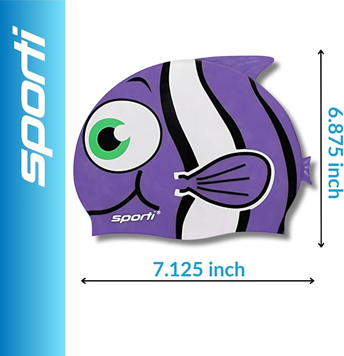 Sporti Silicone Swim Cap for Kids, Unisex Youth Swimming Cap, Protection Bathing Caps for Your Children, Aged 2-10-StrideForce Fitness