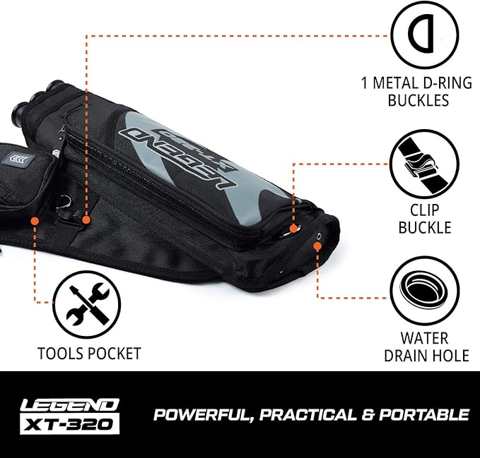 LEGEND XT320 Archery Quivers - Nylon Hip Quivers with 3 Arrow Tube Cases for Target Shooting - Adjustable Waist Belt, T-Slot, Storage Compartments for Accessories, Gear, Tools, Release Tab, Score Card-StrideForce Fitness
