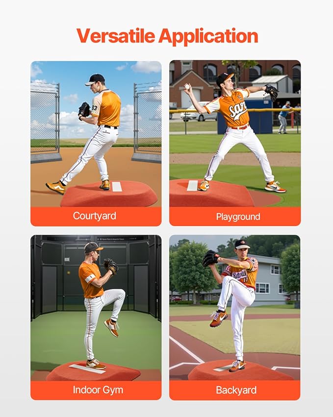 VEVOR Pitching Mound, Baseball Game Mound, Indoor/Outdoor Pitching Practice and Training Equipment, Softball Pitching Aids with Antifade Turf and Pitching Rubber-StrideForce Fitness