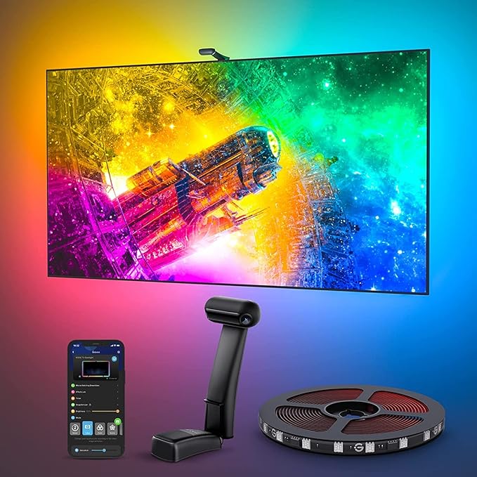 Govee Envisual TV LED Backlight T2 with Dual Cameras, 11.8ft RGBIC Wi-Fi LED Strip Lights for 55-65 inch TVs, Double Strip Light Beads, for Home Decorations, Smart App Control, Music Sync-StrideForce Fitness
