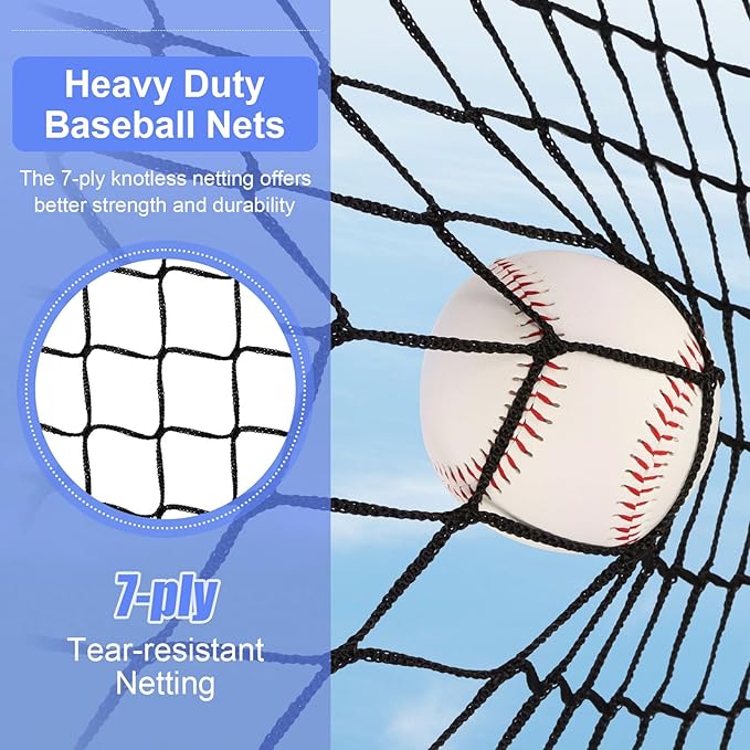 6'X6' Baseball Softball Practice Net,Pitching Net,Batting Net,with Bonus Strike Zone,Target and Bow Frame,for Hitting,Pitching,Catching-StrideForce Fitness