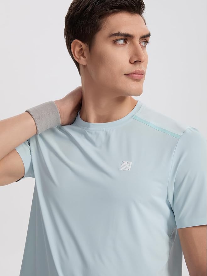 Mens Seamless Workout T-Shirts Lightweight Moisture Wicking Running Hiking Camping Tennis Pickleball Shirts for Men-StrideForce Fitness