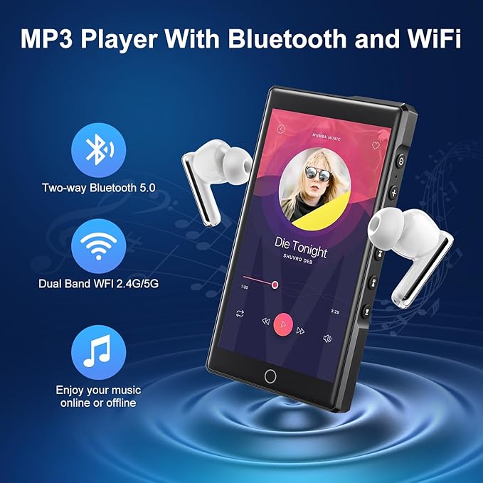 MP3 Player with Bluetooth and WiFi, C4 PRO HiFi MP3 Player 4.3" FHD Zinc Alloy Panel Touch Screen, MP4 Players,Music Player with Spotify,Pandora,Amazon Music(Black,80GB)-StrideForce Fitness