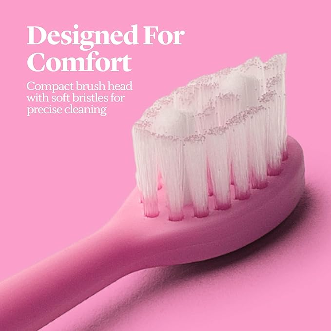 Made by Dentists PRO‑X Replacement Brush Heads – Compatible with PRO‑X Sonic Toothbrush (3 Pack) – Dentist‑Designed, Deep Plaque Removal, Soft Bristles, Travel‑Ready, Pink