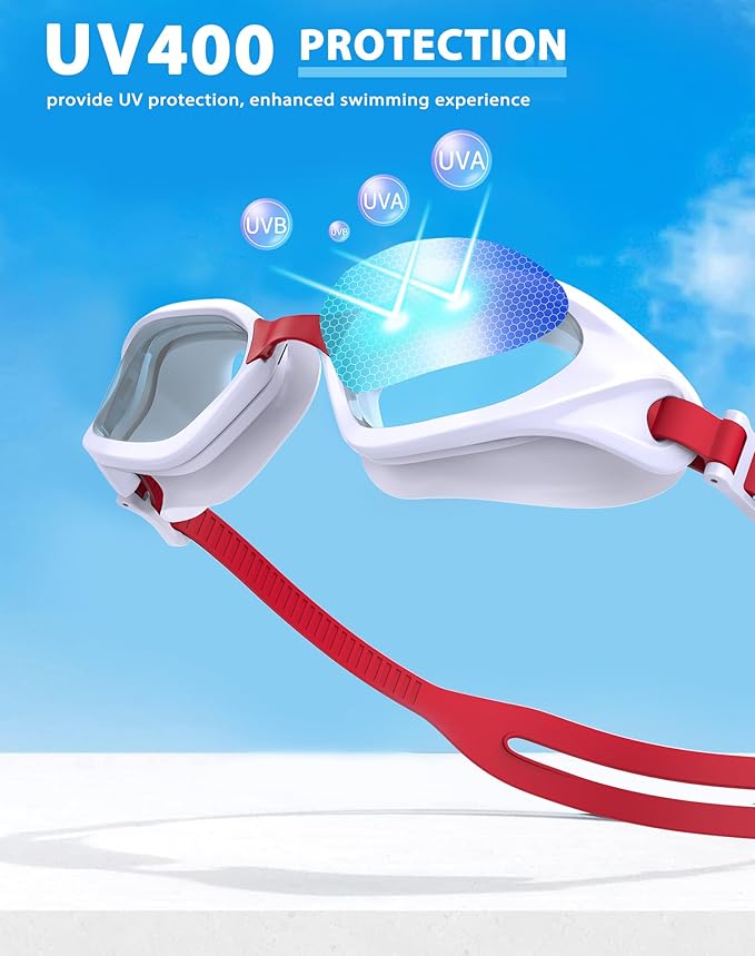 Swim Goggles, Unisex Adult Swimming Goggles Anti Fog Anti UV No Leakage Wide View for Men Women Youth-StrideForce Fitness