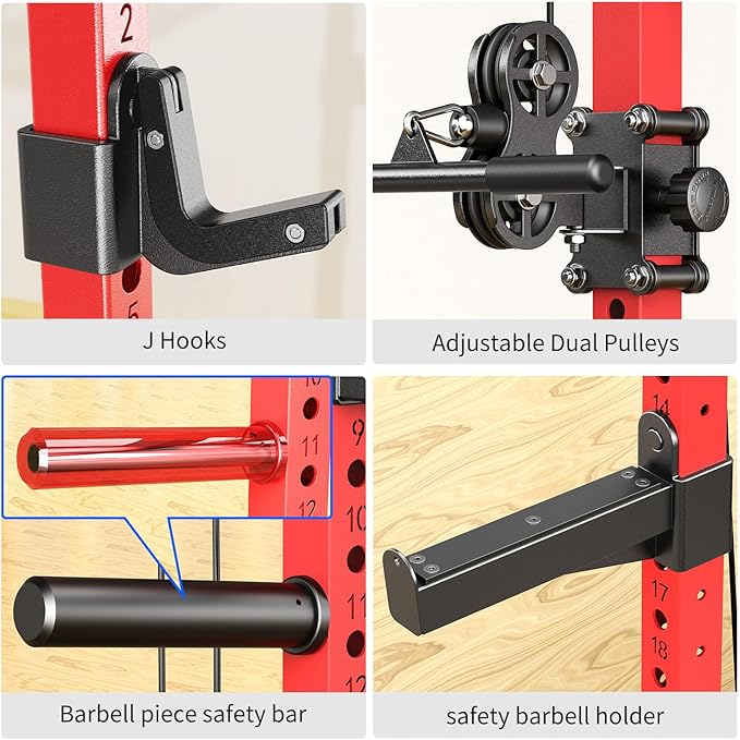 Power Cage,1600lbs Multi-Function Power Rack with Adjustable Cable Crossover System and More Training Attachment, Weight Cage for Home Gym-StrideForce Fitness