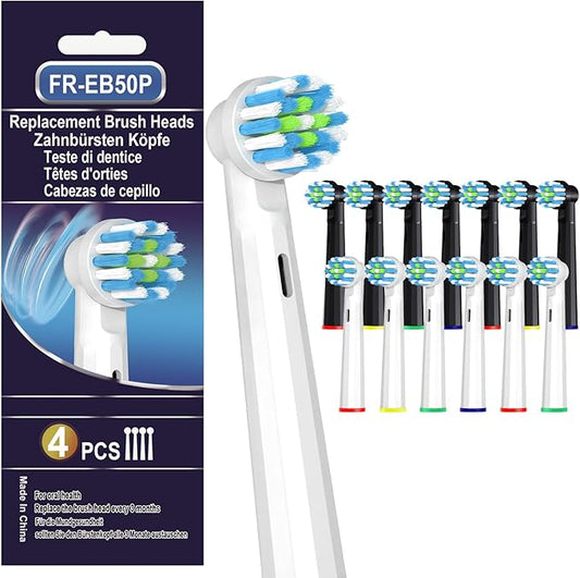 16 Pack Replacement Heads Compatible with Braun Oral B, Brush Heads Compatible with Oral B Pro 1000/Smart 1500/Genius X Electric Toothbrush (Black/White)