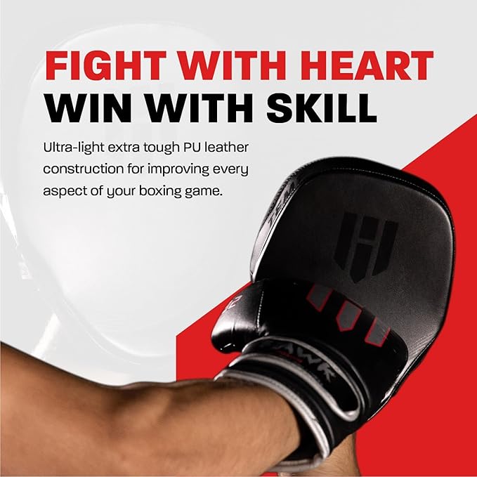 Hawk Sports Punching Mitts for Men, Women, & Kids, Leather Focus Mitts for Martial Arts & Boxing Training, Curved Punch Mitts for Karate, Kickboxing, Krav MAGA, Muay Thai & Taekwondo-StrideForce Fitness