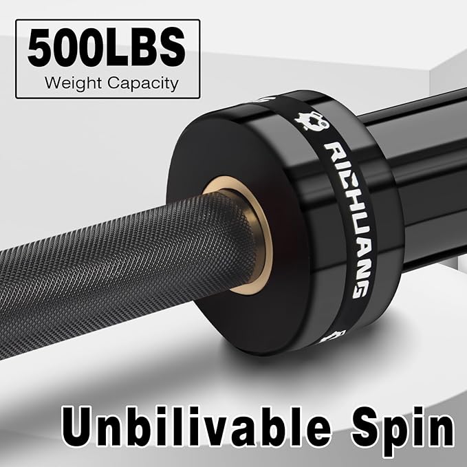 Olympic Barbell 45lb (20kg) - 7ft Bearing Spin Bar for Weightlifting and Strength Training,Ceramic Coating,500 LBS Capacity,28mm High Whip,Fits 2" Plates,for Home Gym-StrideForce Fitness