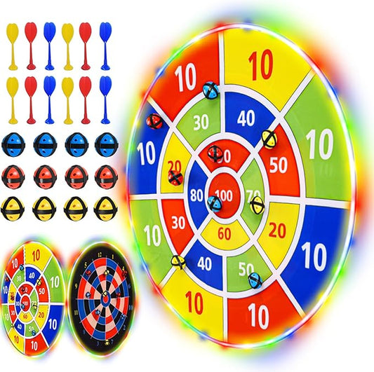 Dart Board Games for Kids Ages 3-12, Sticky Dart Board with 12 Balls & 12 Darts, Indoor Outdoor Toys for Boys, Party Birthday Gifts-StrideForce Fitness