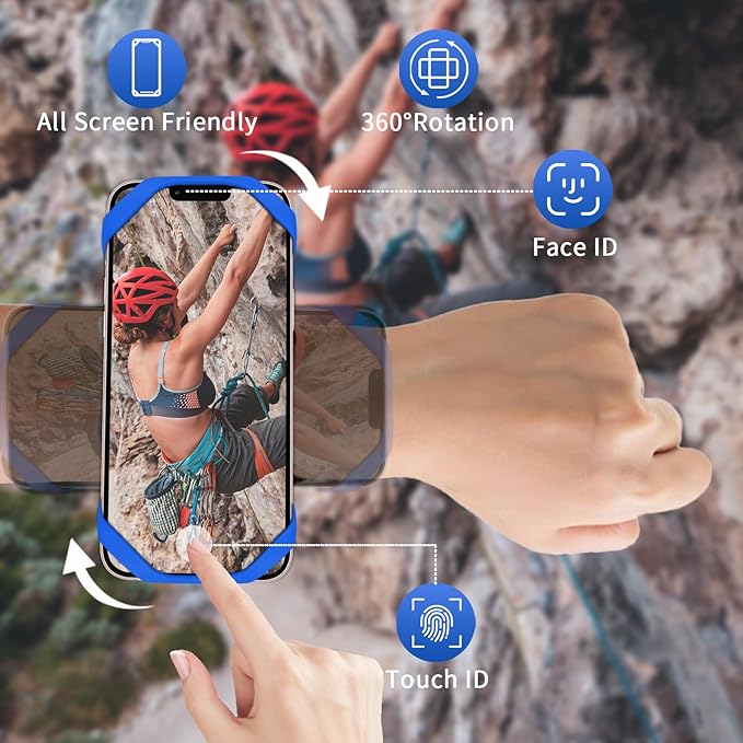 3in1 Phone Holder for Running,Arm Band/Wrist Holder/Bike Mount,Phone Armbands 360° Rotation & Detachable Fit All 4.5-7" Cellphone for iPhone 16/15/Pro/ProMax/14/13/12/mini/Pro Max/XS/XR-StrideForce Fitness